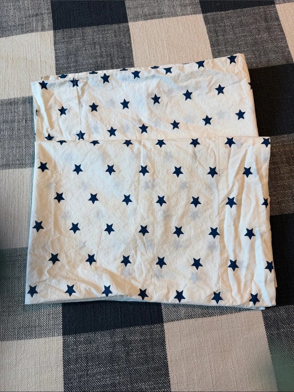 Pottery Barn Kids White Pillowcases with Navy Star Pattern